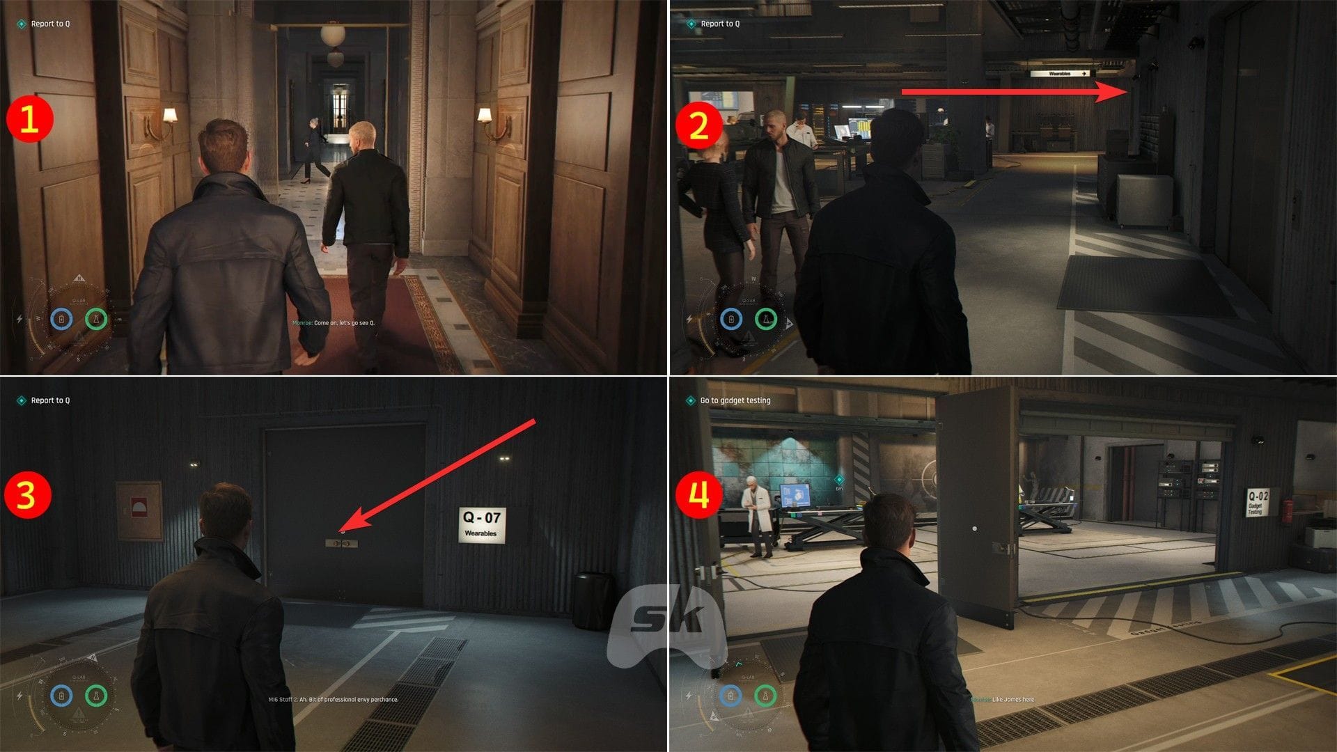 Find Q at the lab (Image via Sportskeeda Gaming || IO Interactive)