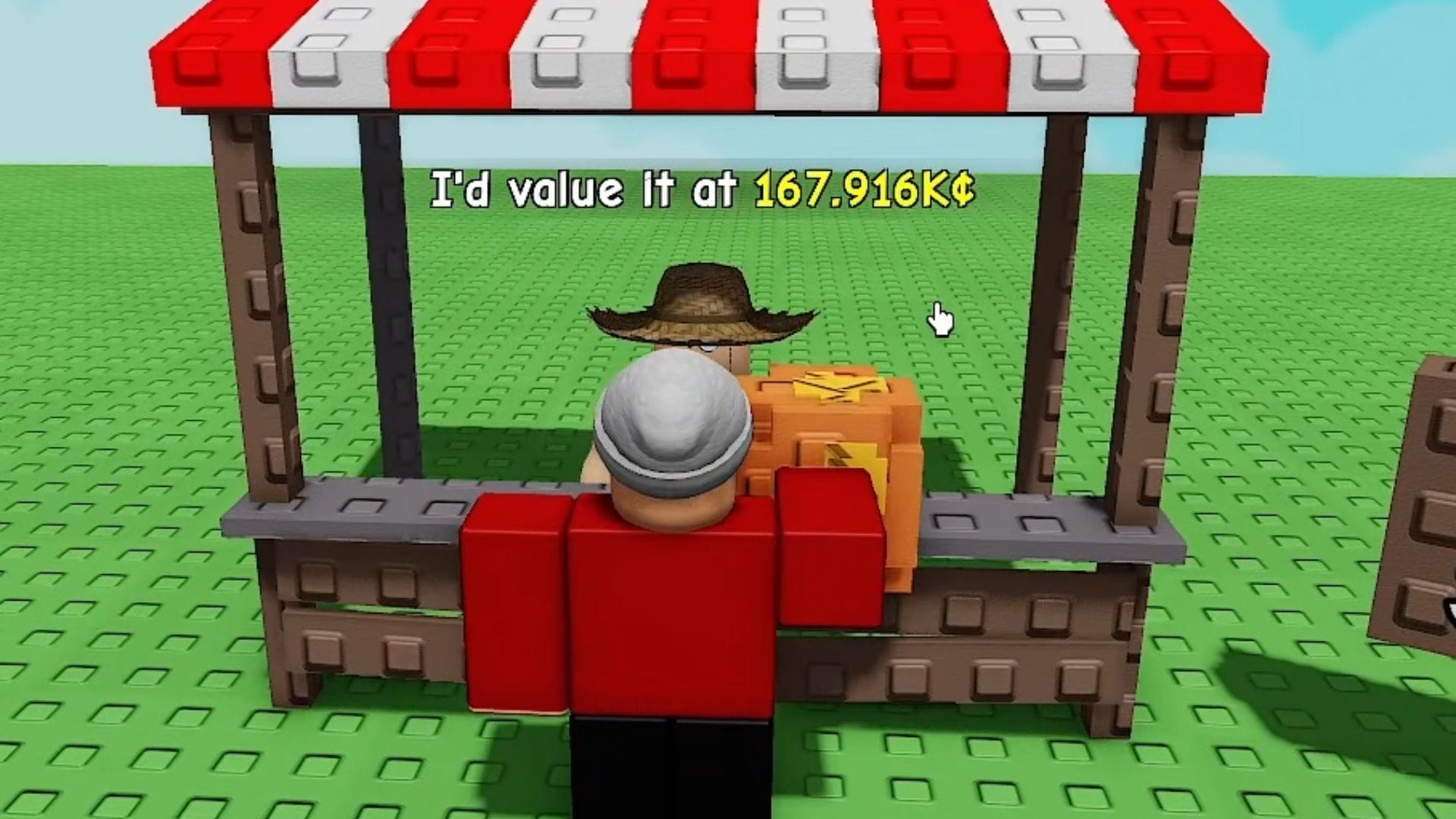 The Honey Hollow fruit at the sell stand (Image via Roblox || YouTube/@codezzyrbx)