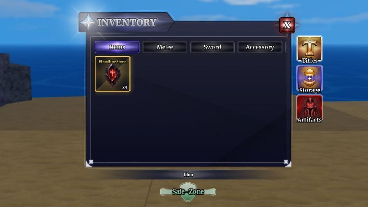 Bloodline Stone in the inventory (Image via Roblox)