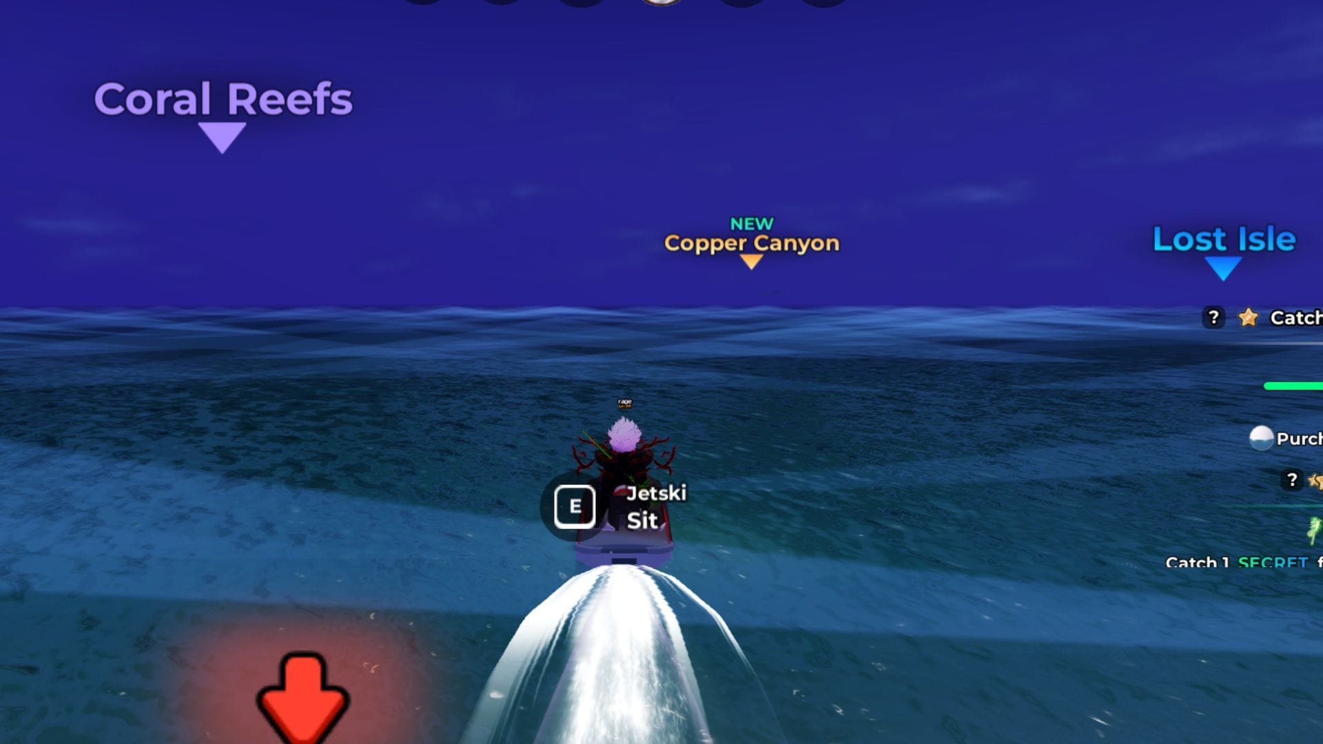 The Copper Canyon is located between the Coral Reef and Lost Isle (Image via Roblox)