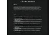 "About" page from Luminara's official website (Image via findluminara.com)