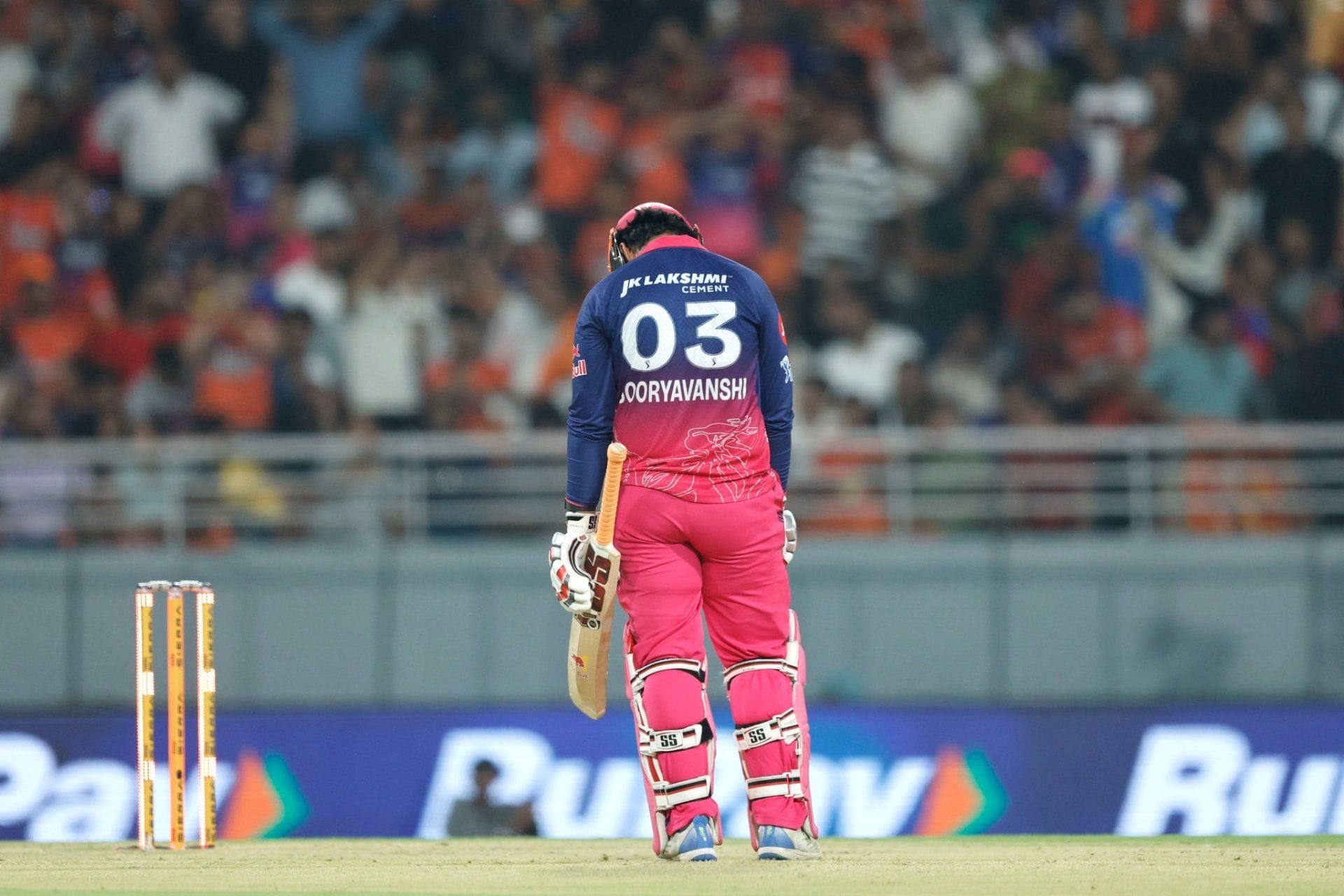 Vaibhav Suryavanshi drags himself off the field after agonisingly missing out on a record hundred by 3 runs in SRH vs RR IPL 2026 Eliminator [Watch] 