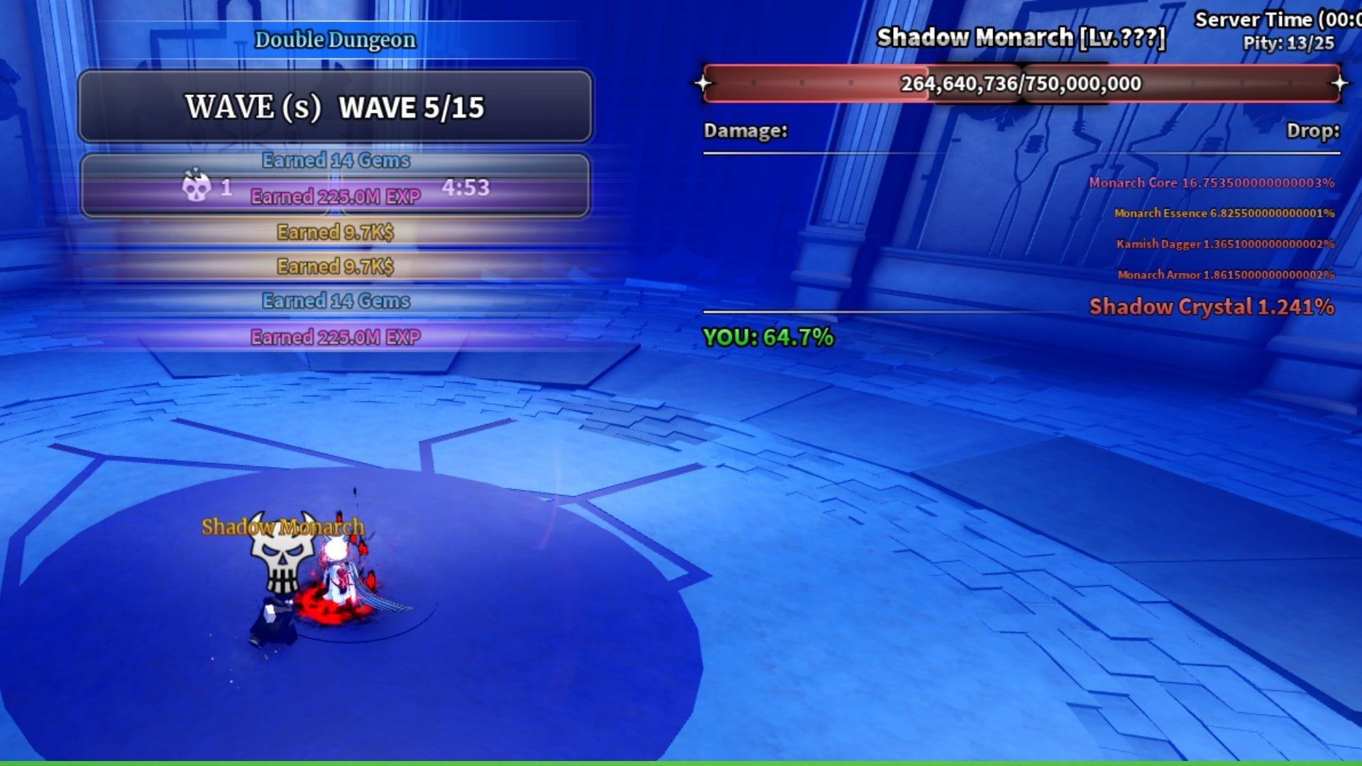 The Shadow Crystal is a rare drop from the Shadow Monarch boss (Image via Roblox)