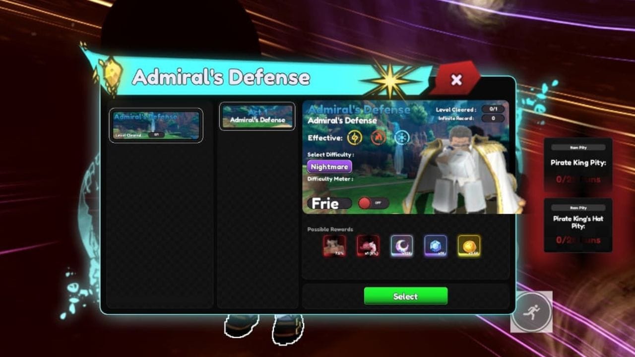 The Admiral Defense menu (Image via Roblox)