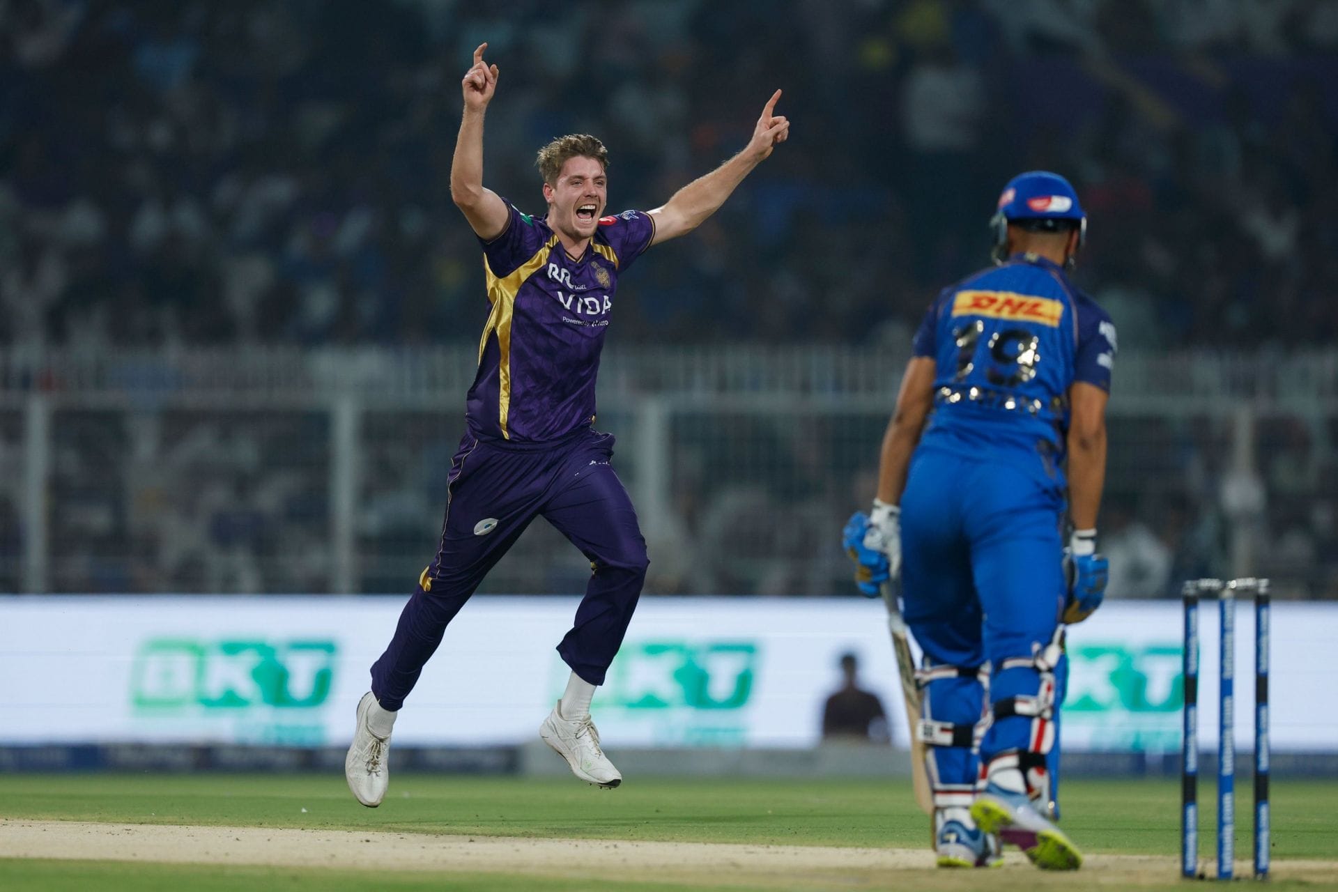 Naman Dhir was given out caught behind off Cameron Green's bowling (Image via X/@IPL)