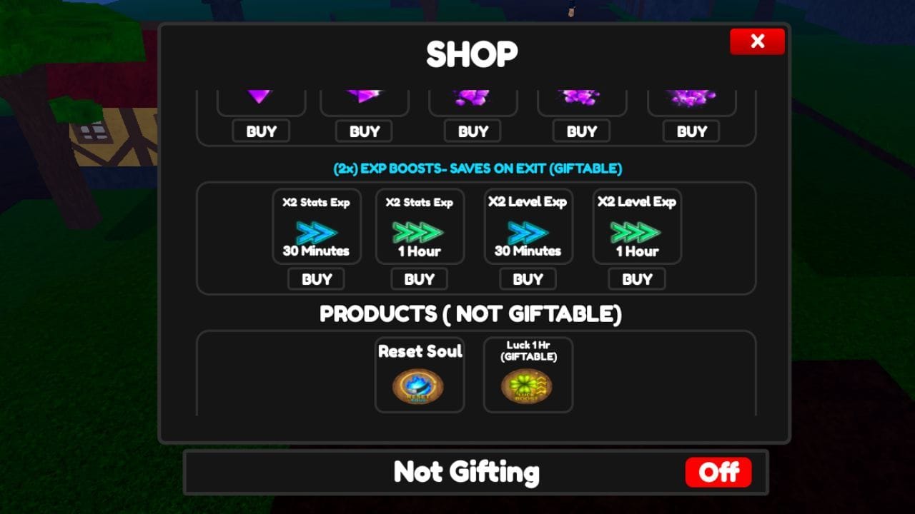 You can buy boosts from the Shop (Image via Roblox)