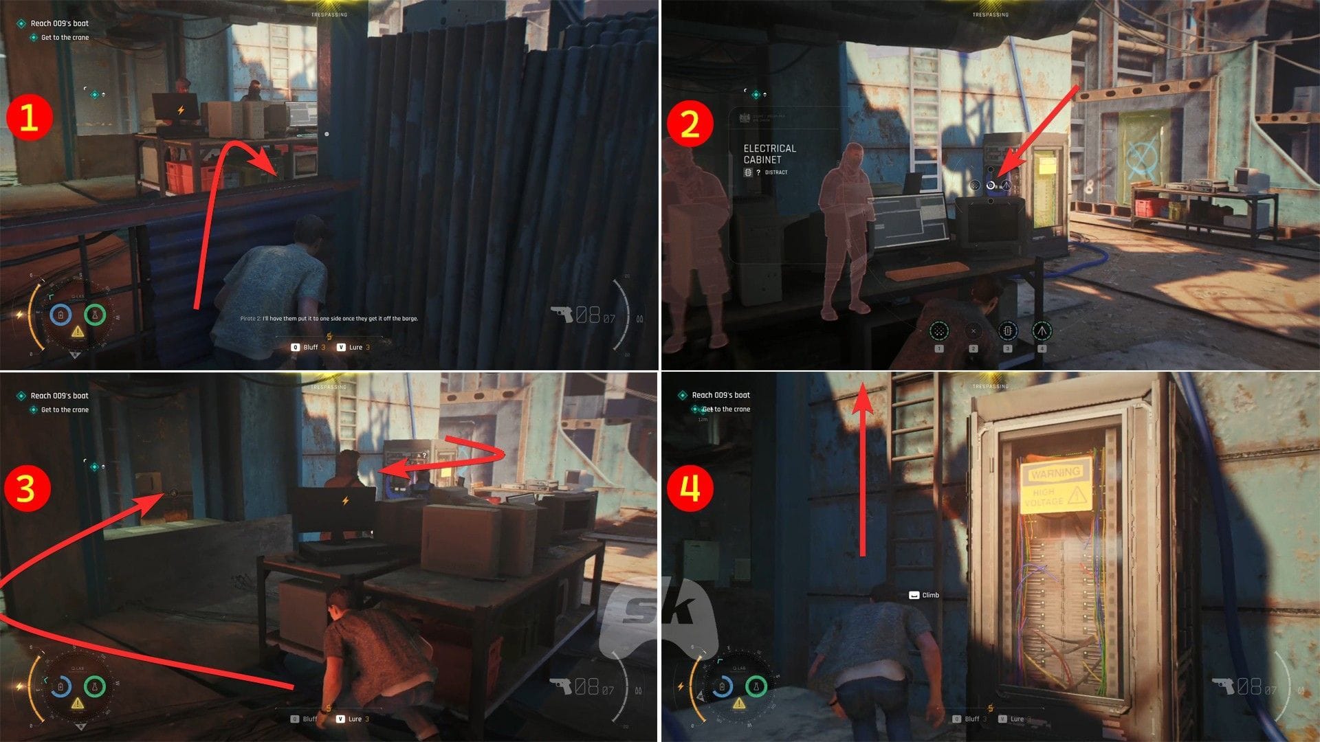 Distract the enemies and go up the ladder (Image via Sportskeeda Gaming || IO Interactive)