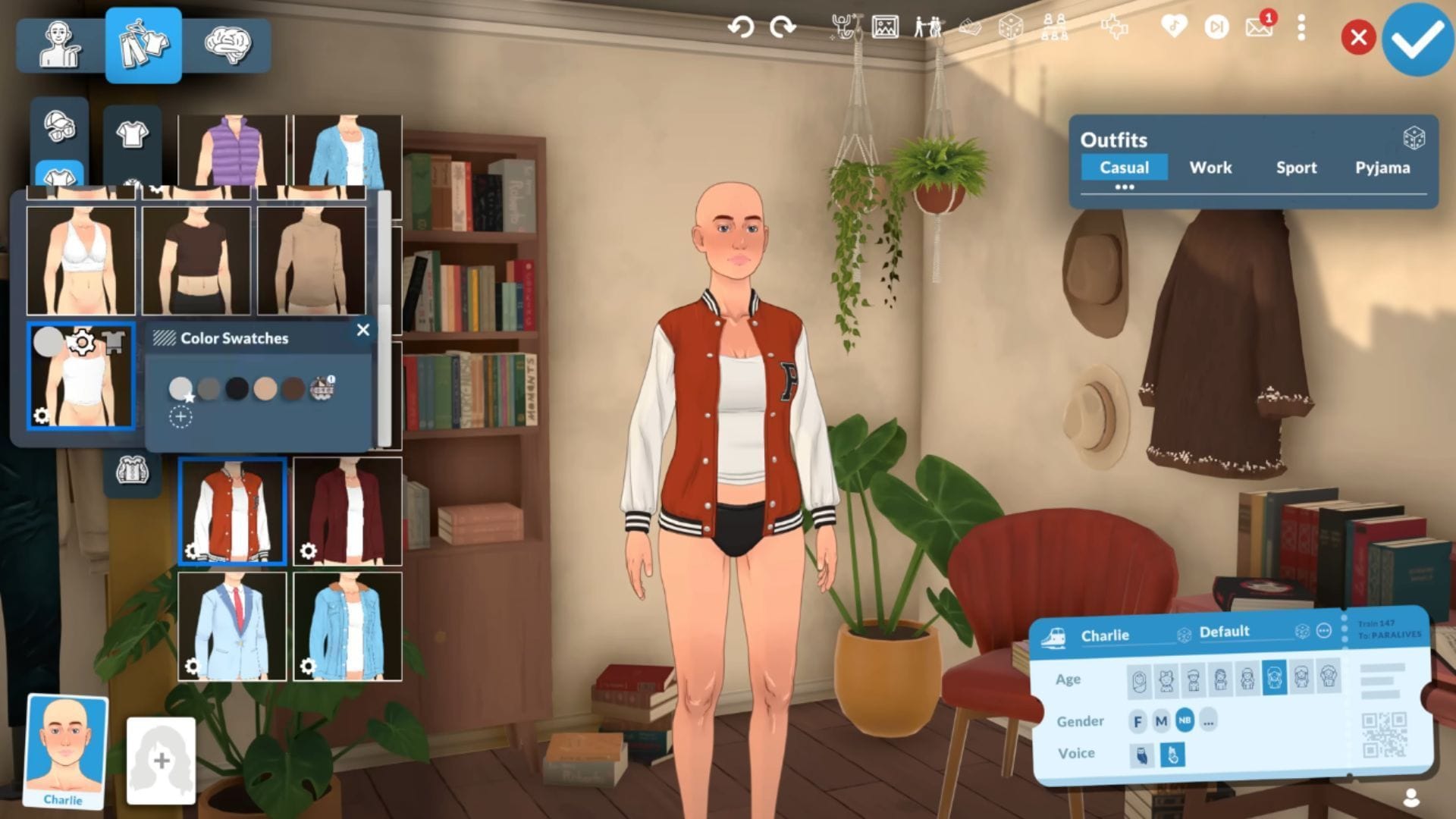 Clothing customization screen (Image via YouTube/@Paralives)