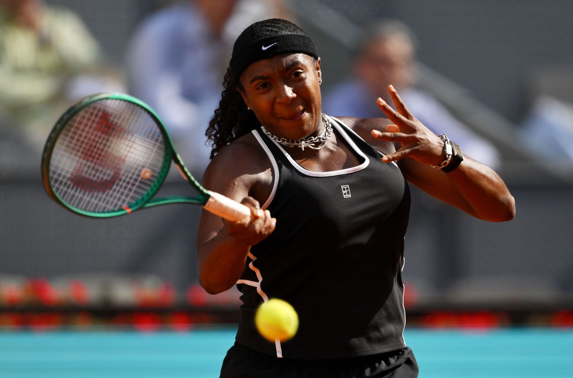Hailey Baptiste at the 2026 Mutua Madrid Open in Spain. (Source: Getty)