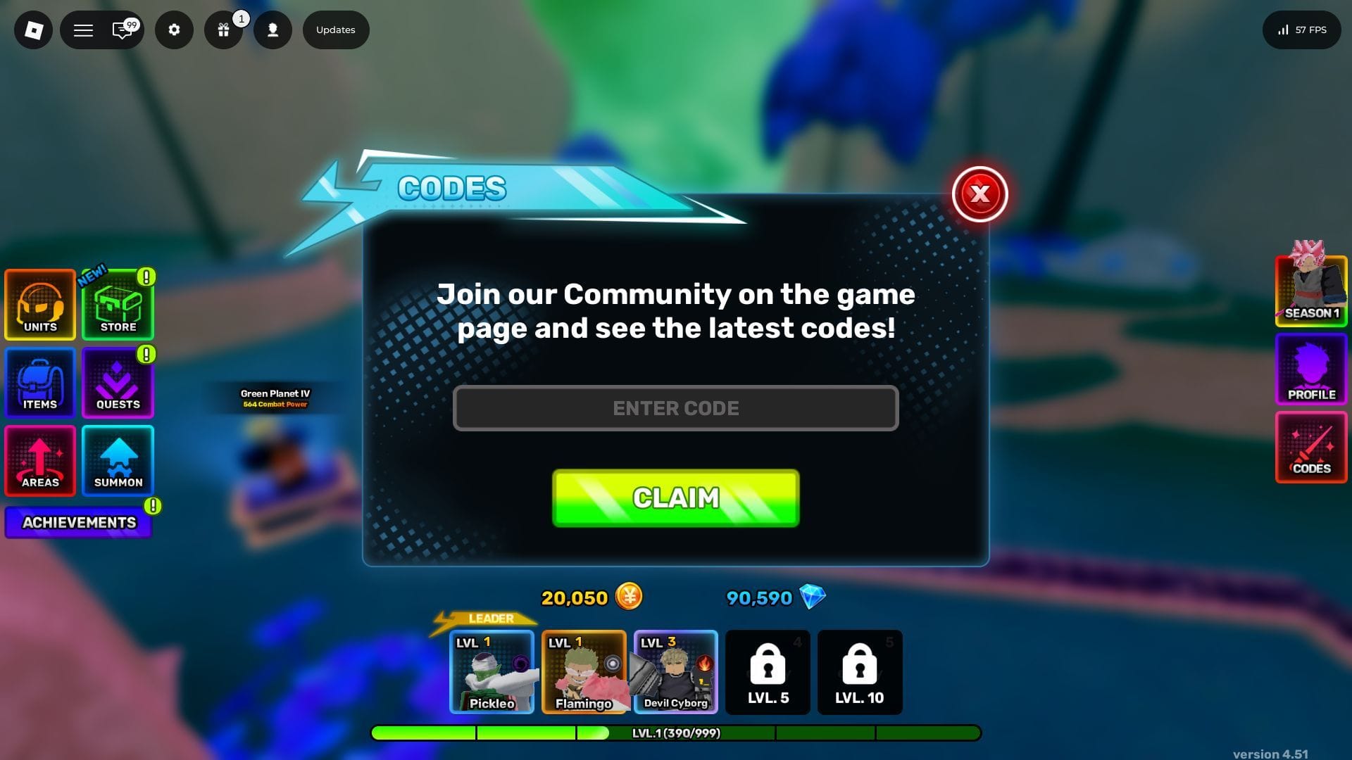 Active codes for Anime Story 2 (Image via Roblox)