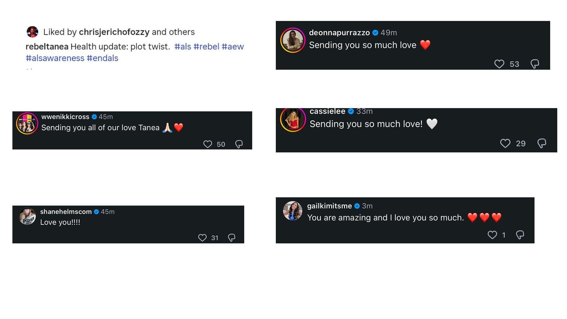 Screengrab of stars' reactions (Image via Instagram/@rebeltanea)