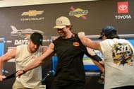 (L-R) Cleetus McFarland and Travis Pastrana at Daytona. Source: Getty