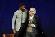 Colman Domingo and Steven Spielberg promote the upcoming film "Disclosure Day" at the Universal Pictures and Focus Features presentation at The Dolby Colosseum at Caesars Palace during CinemaCon, the official convention of Cinema United, on April 15, 2026 in Las Vegas, Nevada (Source: Getty)