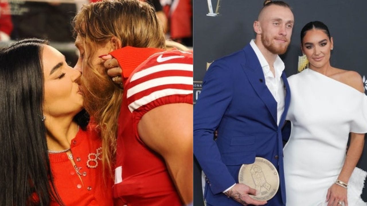 WATCH: Claire Kittle gets intimate in red bikini with George Kittle ahead of walking down runway at Miami Swim Week
