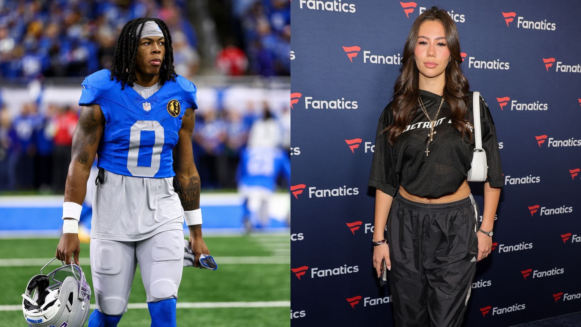 Jahmyr Gibbs' gf Nicole shows off her abs in two-piece workout outfit as Lions kick off day 1 of OTAs