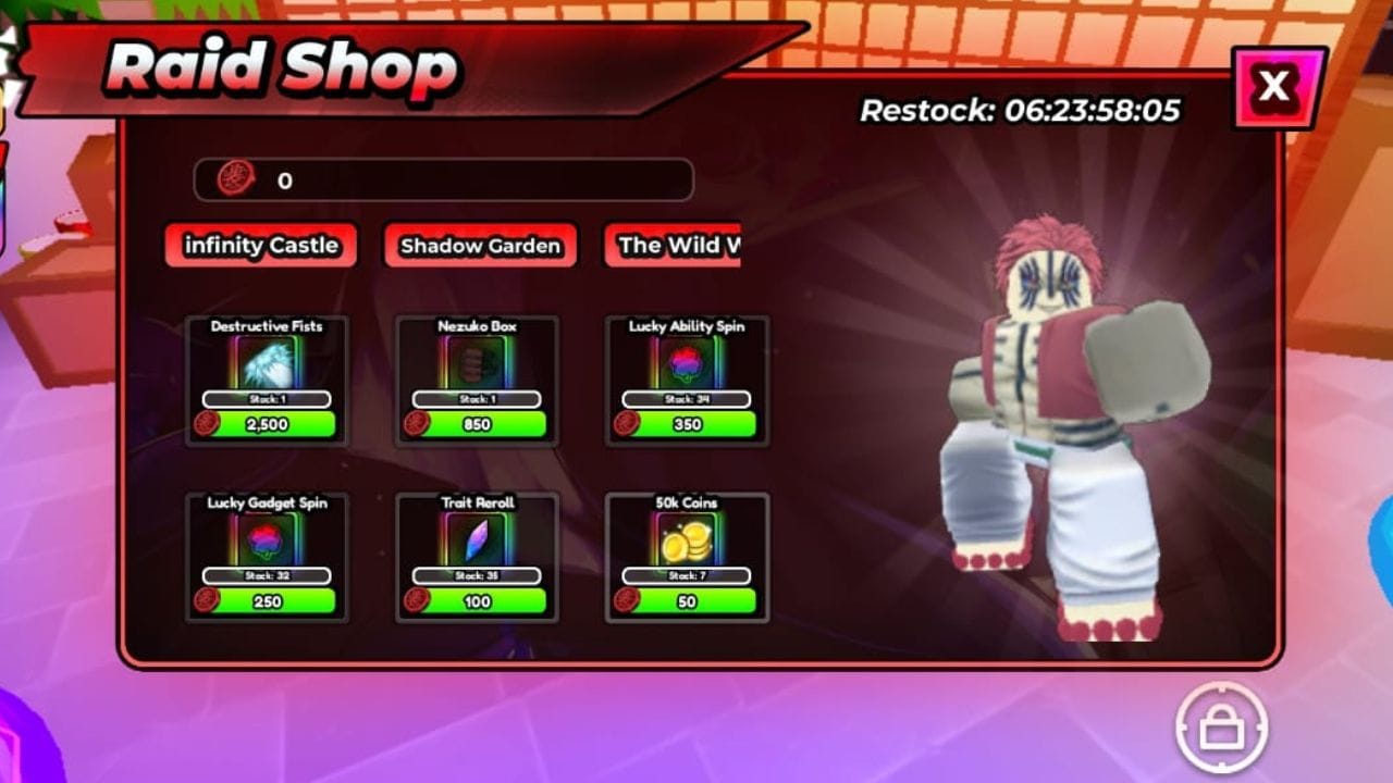 Destructive Fists in the Raid Shop (Image via Roblox)