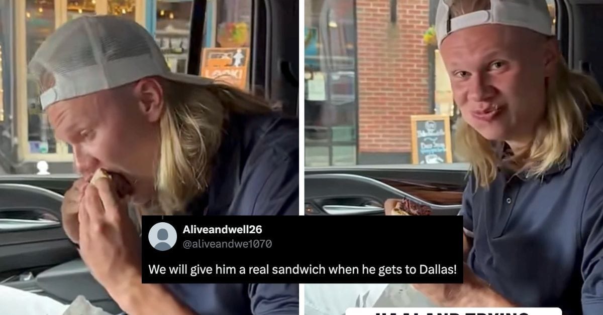 “We’ll give him a real sandwich when he gets to Dallas!” - Fans react as Erling Haaland shares video of eating American staple food in New York