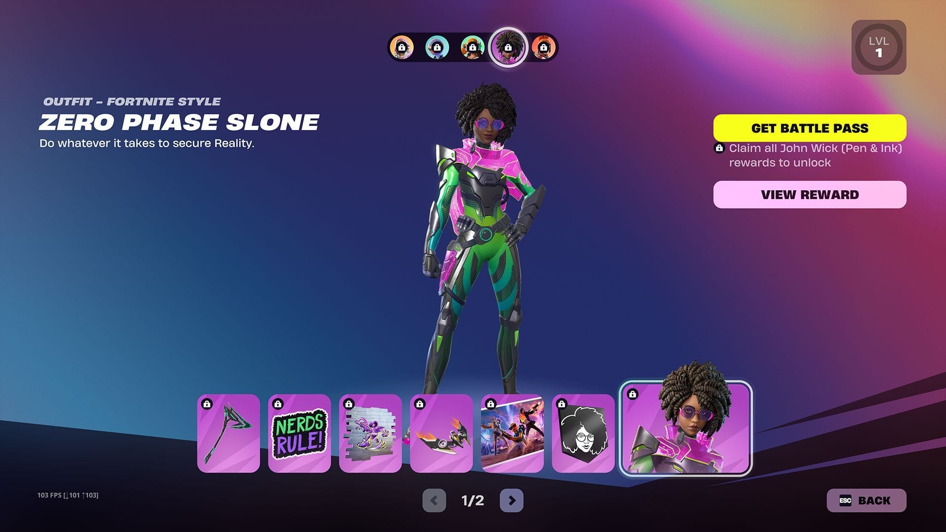 Recompensas para a página bônus do Vanguard Slone (imagem via Epic Games)