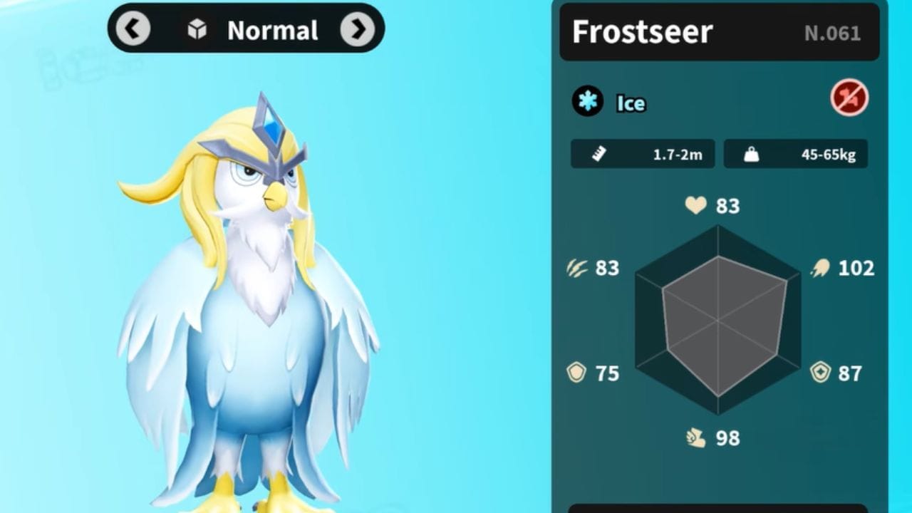 Frostseer é um evomon do tipo Ice (Imagem via Roblox)