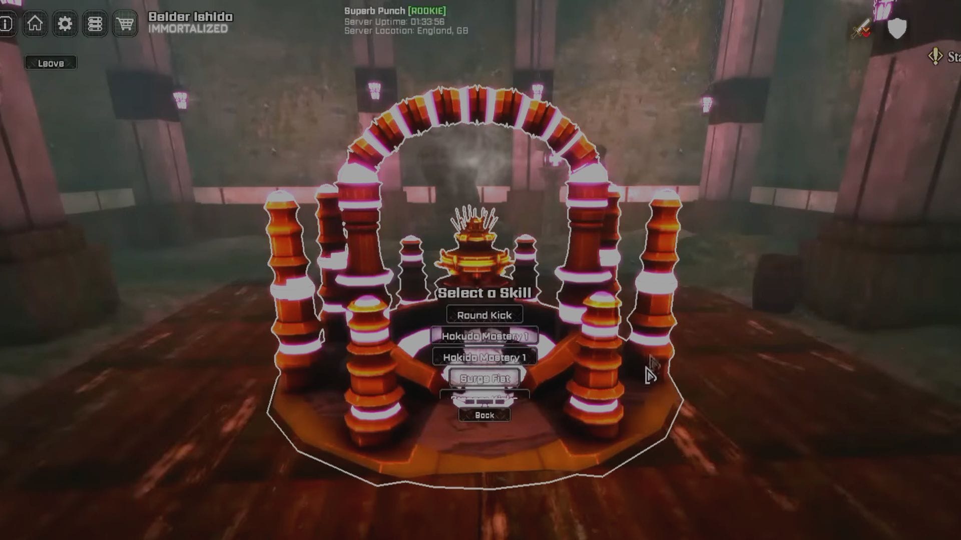 Interaja com o santuário para redefinir um nó de habilidade (Imagem via Roblox || YouTube/@builderboytvofficial)