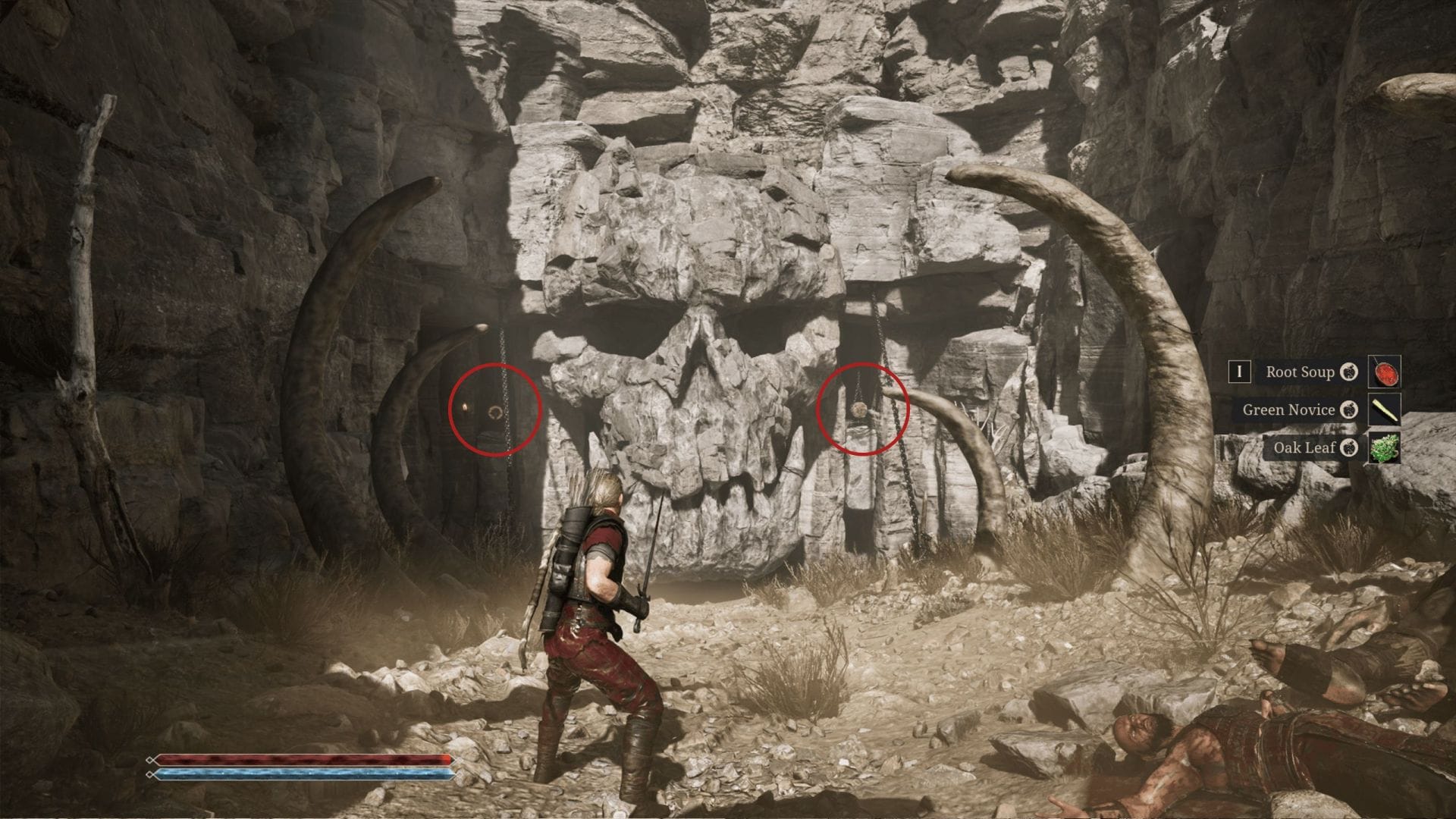 Shoot down the counterweights on both sides of the cavemouth (Image via Alkimia Interactive)
