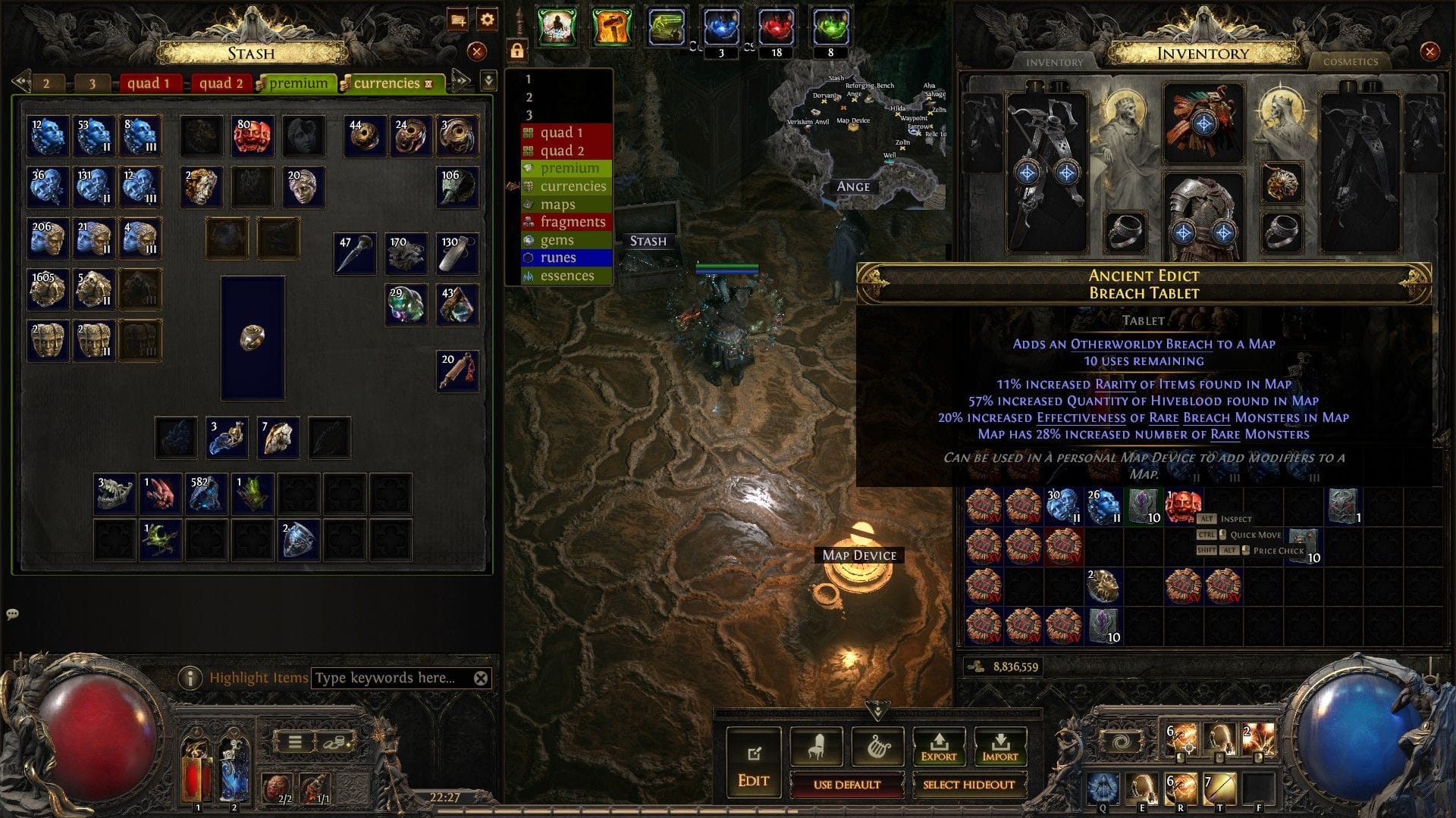 Exemplo de um Breach Tablet caro no Path of Exile 2 (Imagem via GGG)