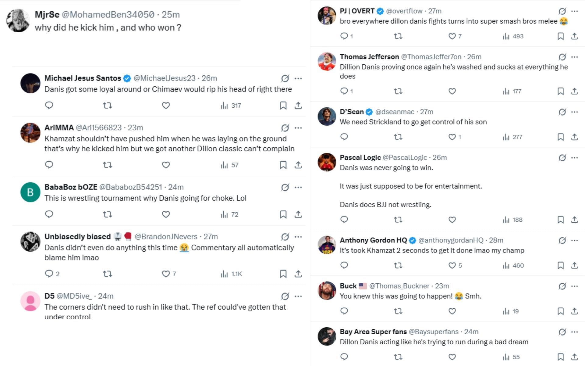 Fãs reagem às consequências caóticas de Khamzat Chimaev x Dillon Danis [Screenshot courtesy: @HappyPunch on X]