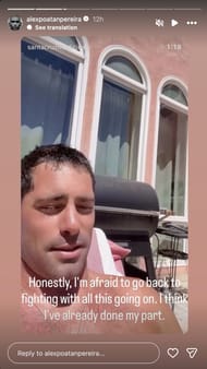 Alex Pereira postou esta história no Instagram: Fonte: Instagram