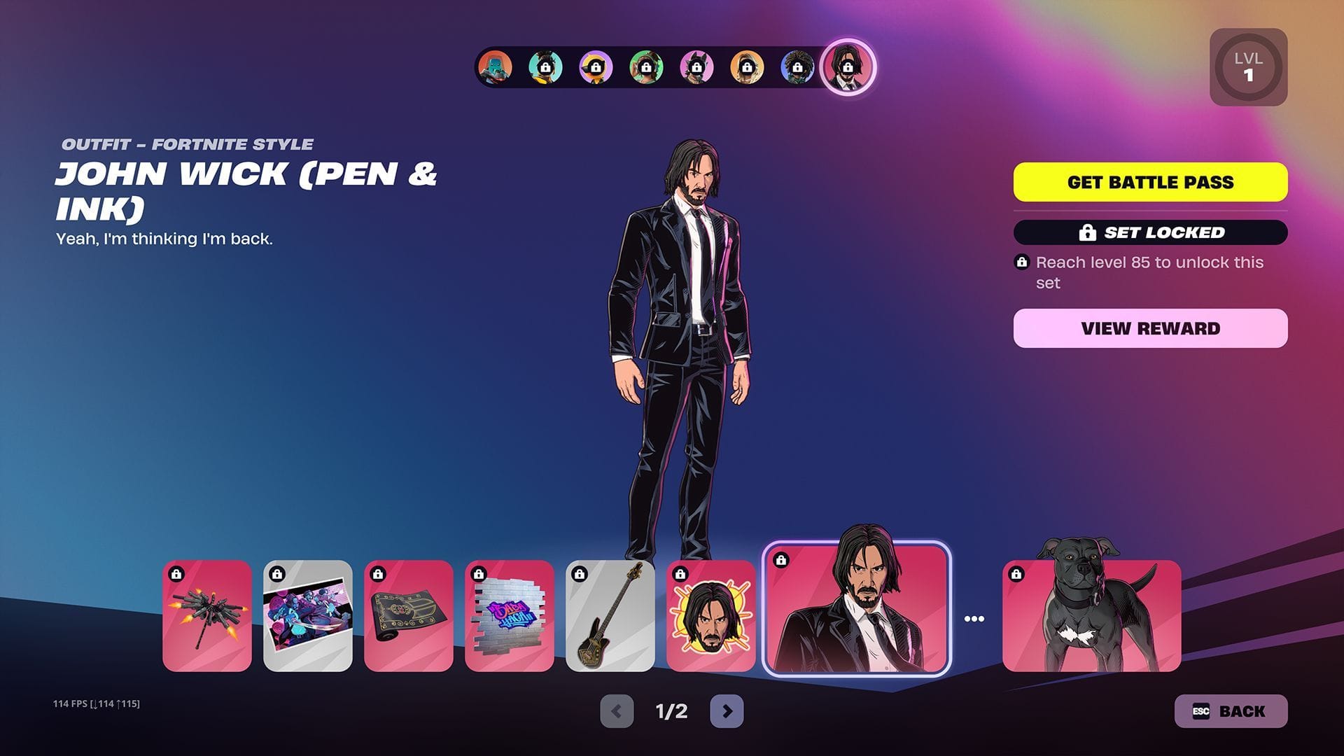 Recompensas para John Wick (caneta e tinta) (imagem via Epic Games)