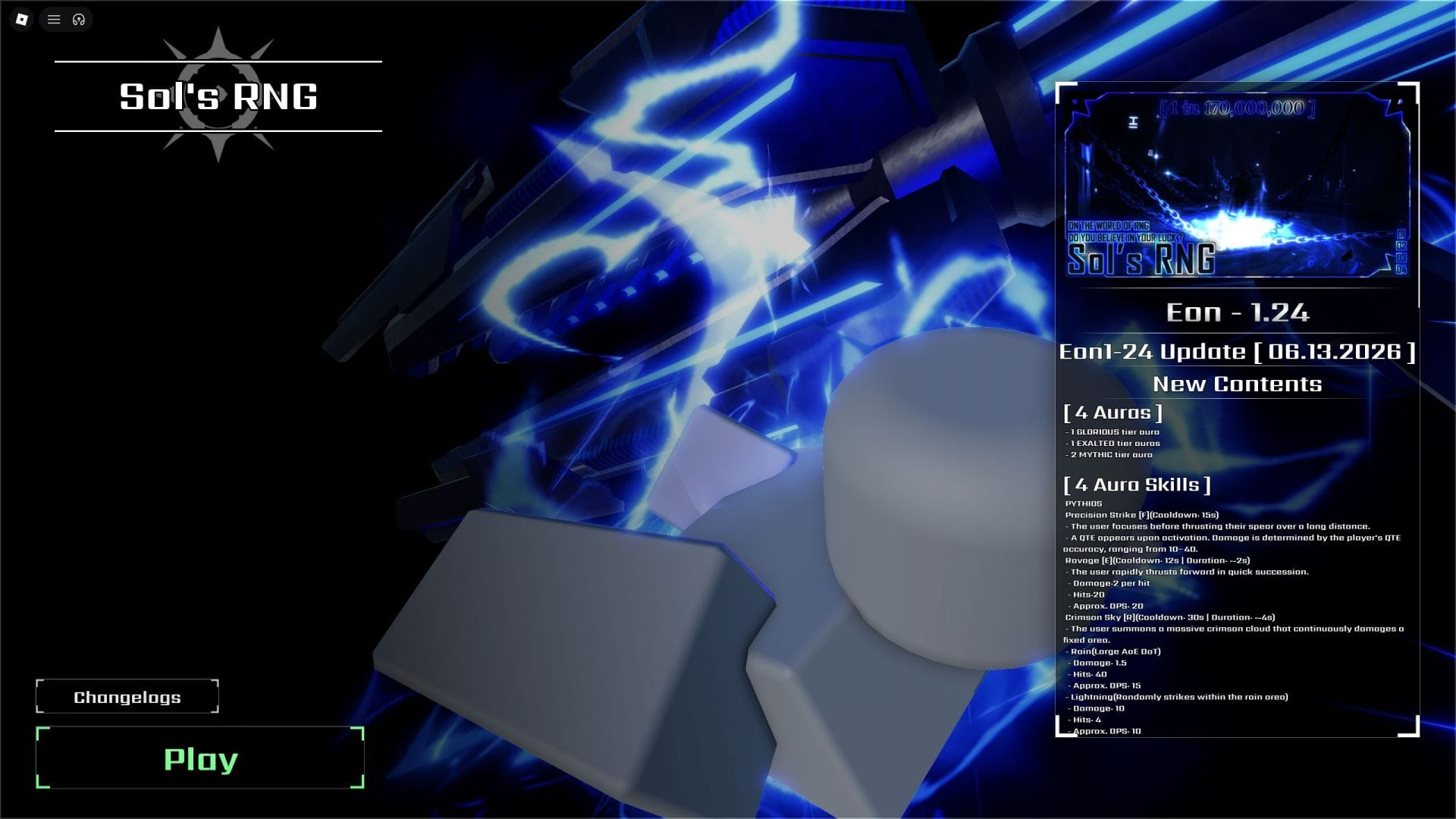 Notas de patch no jogo (imagem via Roblox)