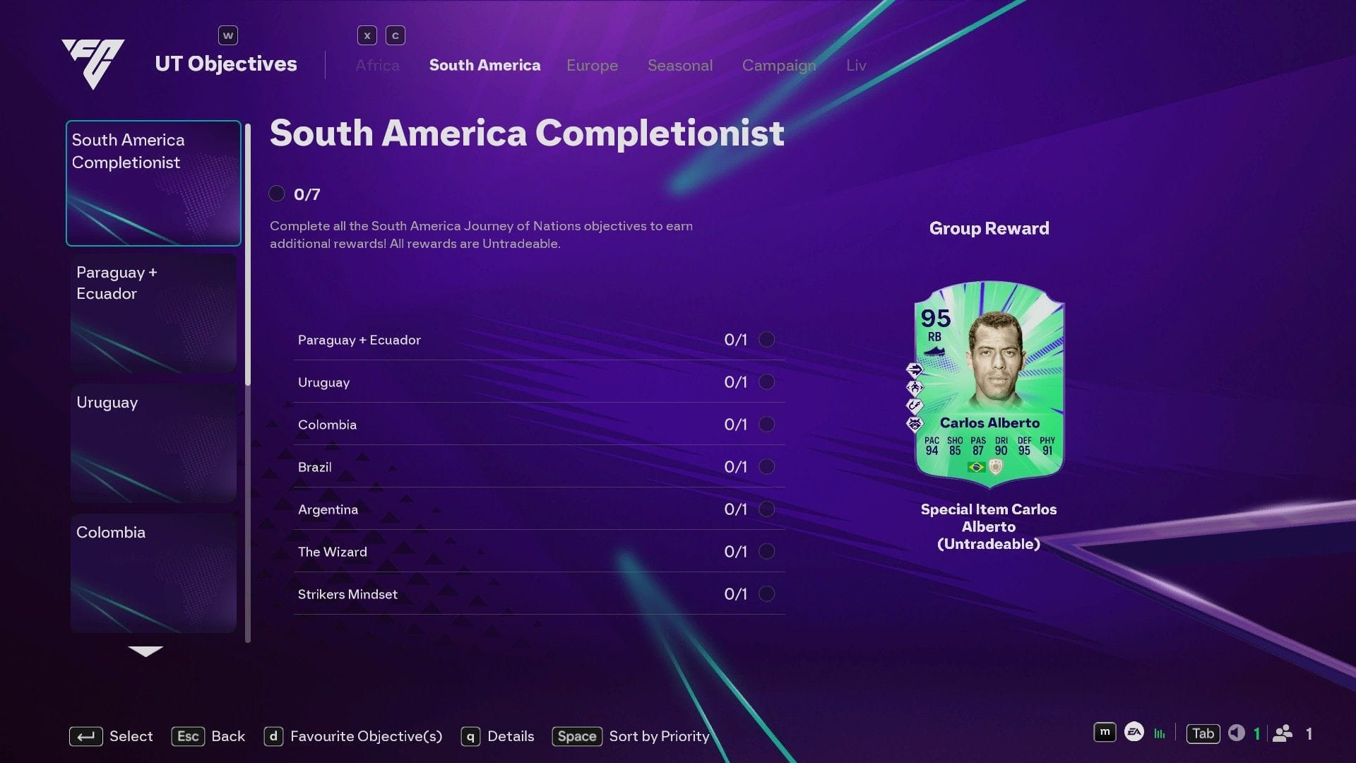Objetivo da América do Sul no EA FC 26 Ultimate Team (Imagem via Sportskeeda/EA Sports)