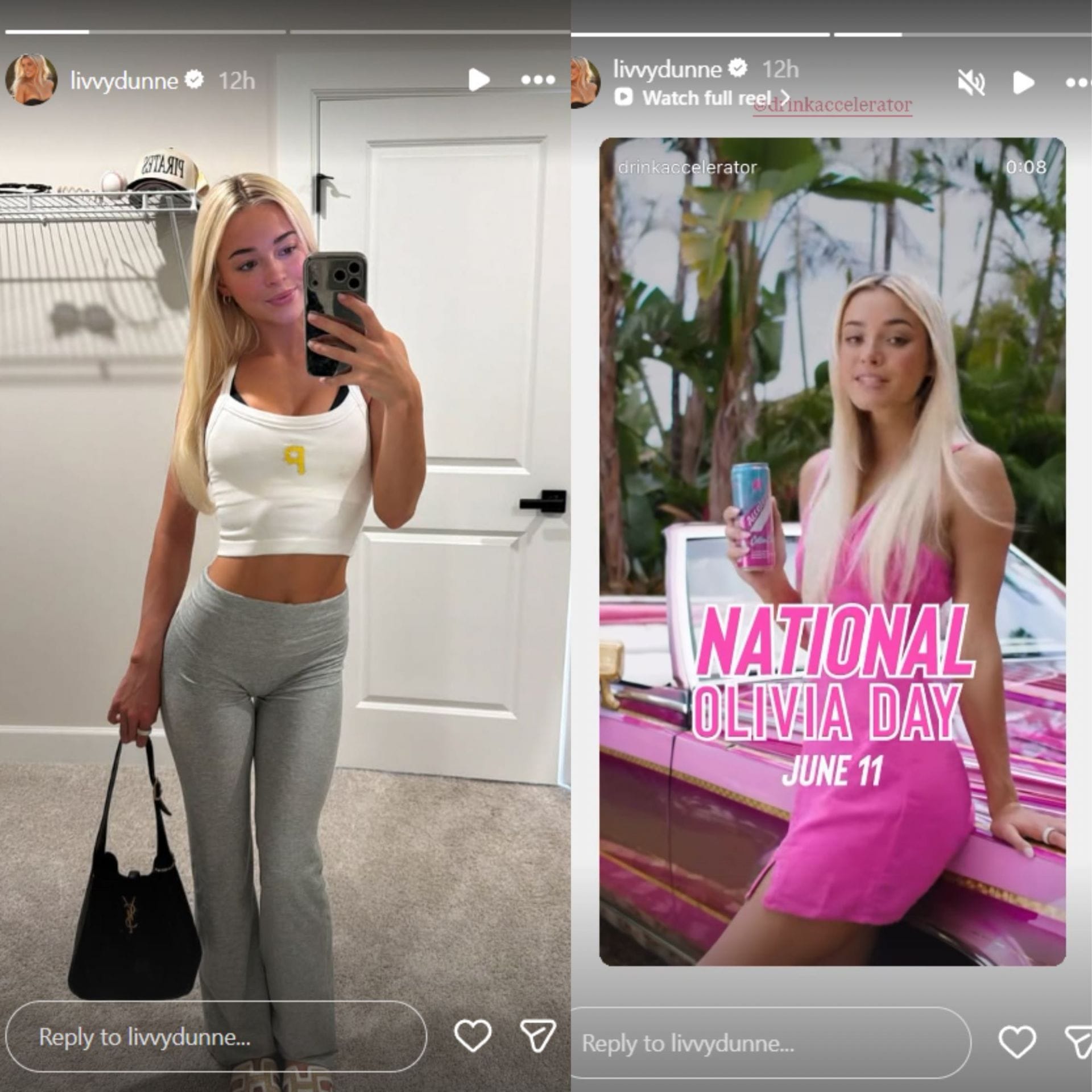A namorada de Paul Skenes, Olivia Dunne, compartilha atualizações do Instagram - Fonte: Imagn