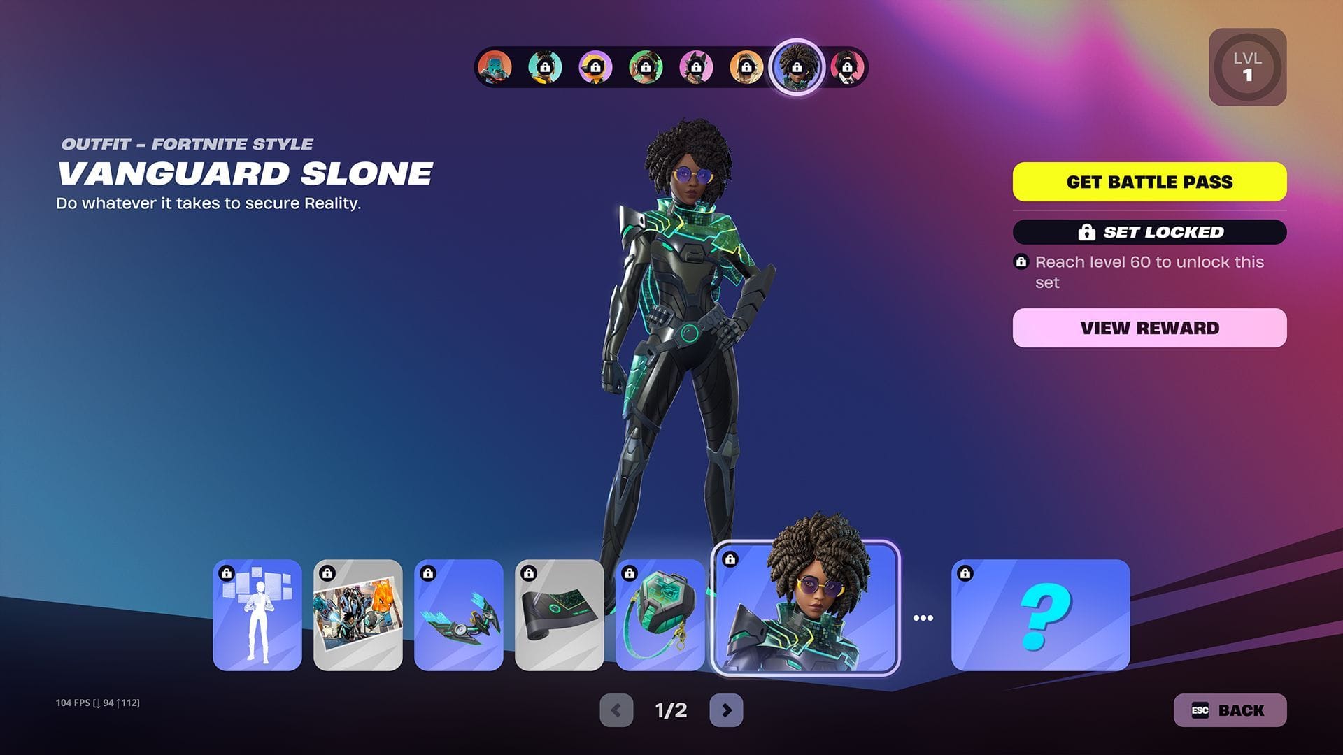Recompensas para Vanguard Slone (imagem via Epic Games)