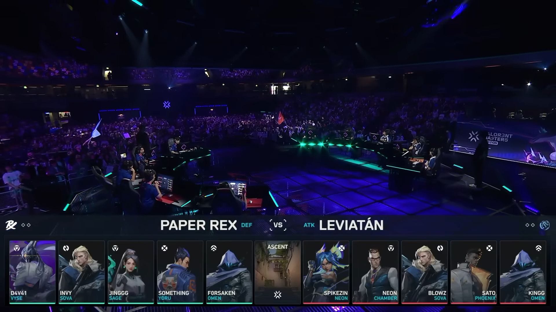 Paper Rex vs Leviatan durante os playoffs (imagem via Riot Games)