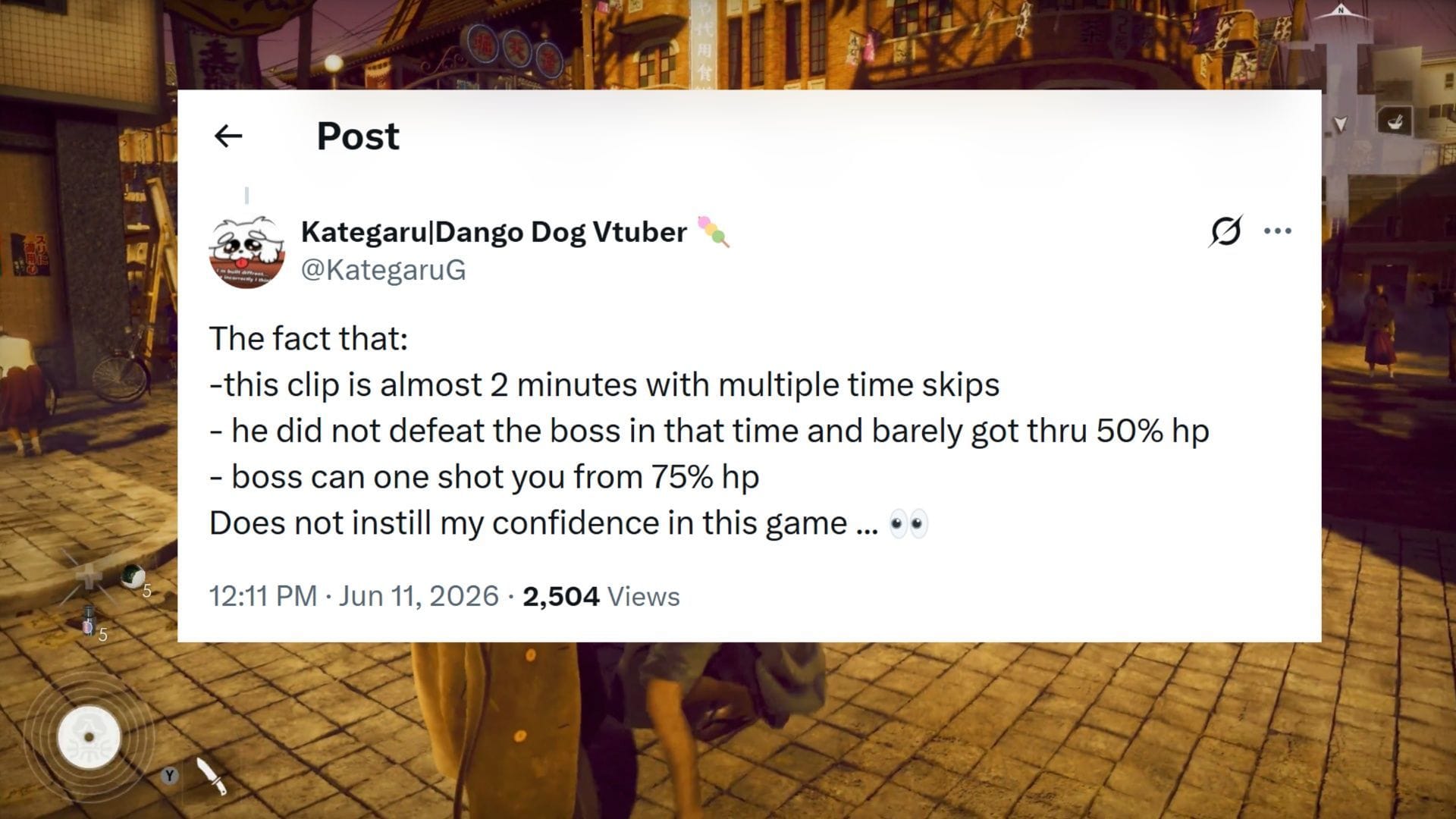 Some X users feel like there are some issues with this boss fight, admittedly, without too much context (Image via SEGA || Twitter@KategaruG)