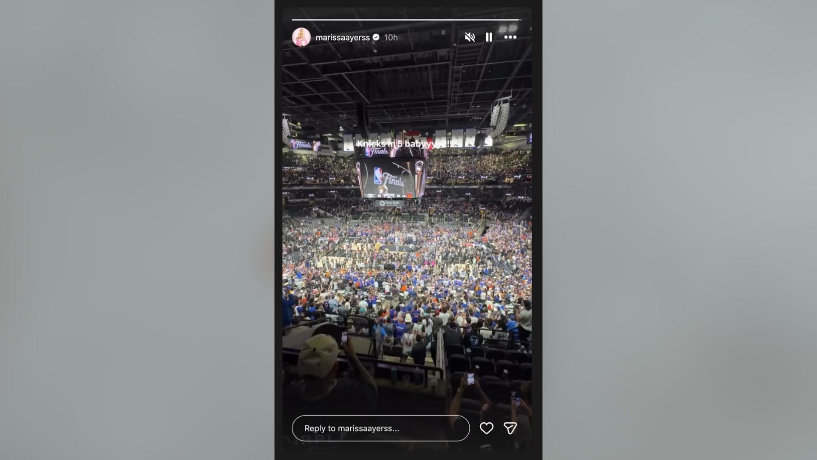 A namorada de Jaxson Dart, Marissa Ayers, comemora os 50 anos de espera dos Knicks por um título da NBA (Crédito da imagem: Marissa Ayers @Instagram)