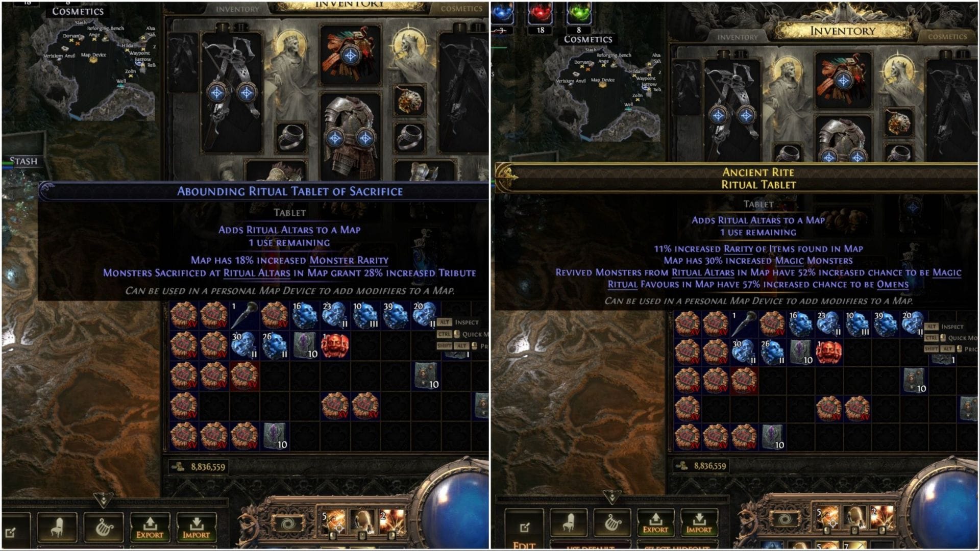 Evite usar Alchemy em Magic Tablets se não quiser mods completamente diferentes (Imagem via GGG)
