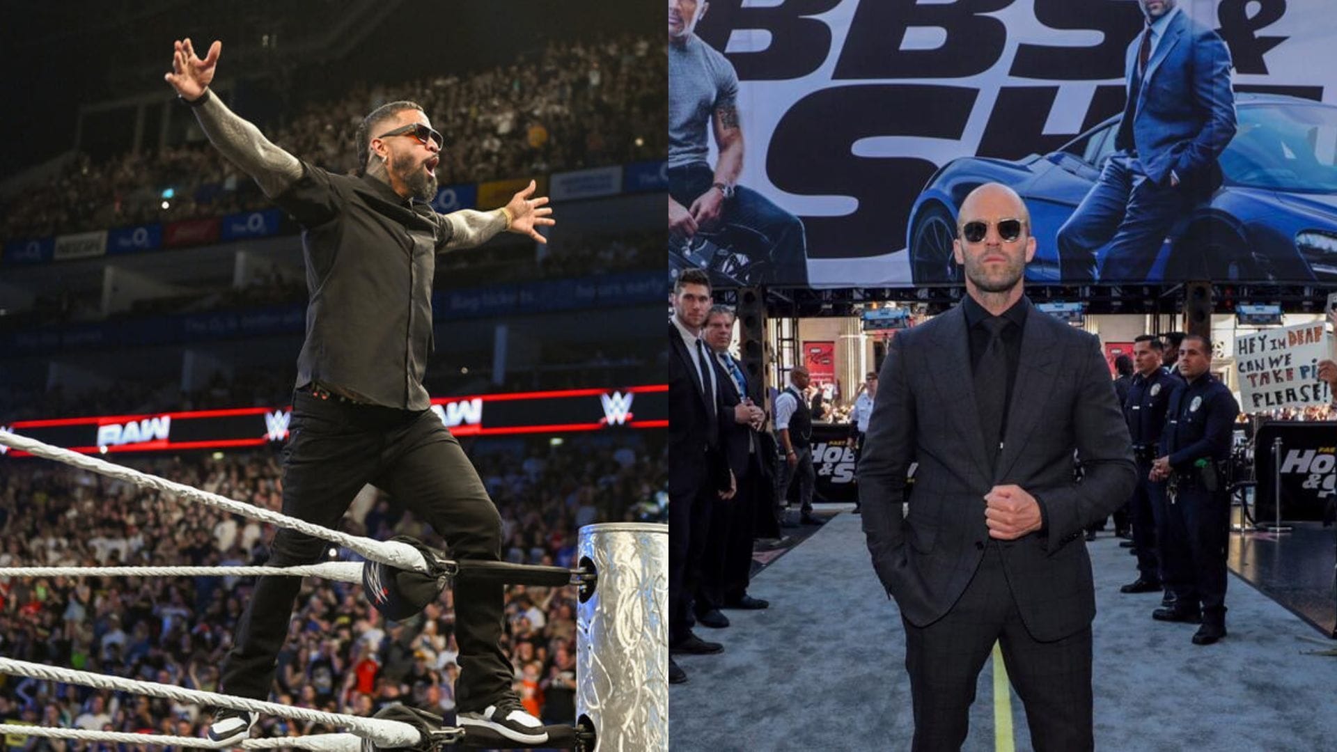 Jey Uso shares a one-word message after WWE RAW; poses with Jason Statham backstage