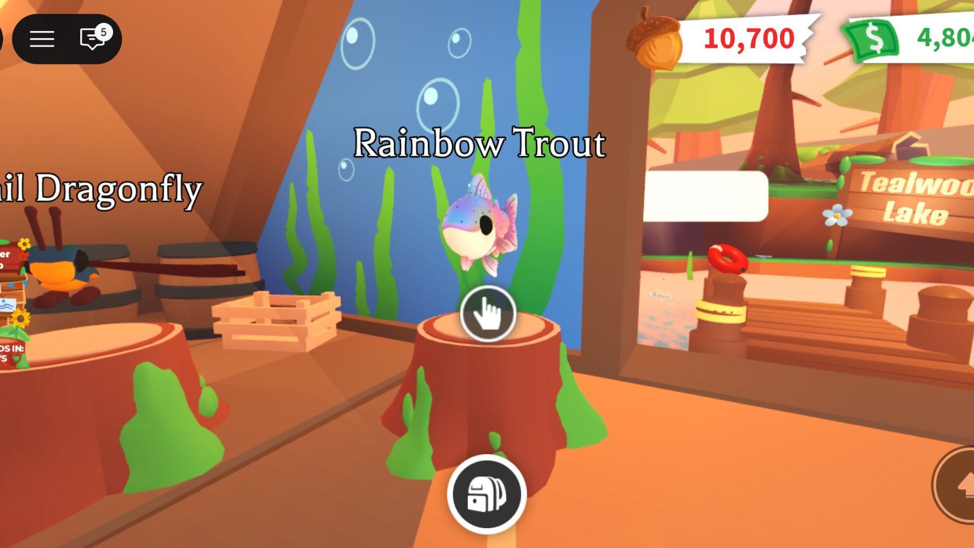 Negociando a truta arco-íris (imagem via Roblox)