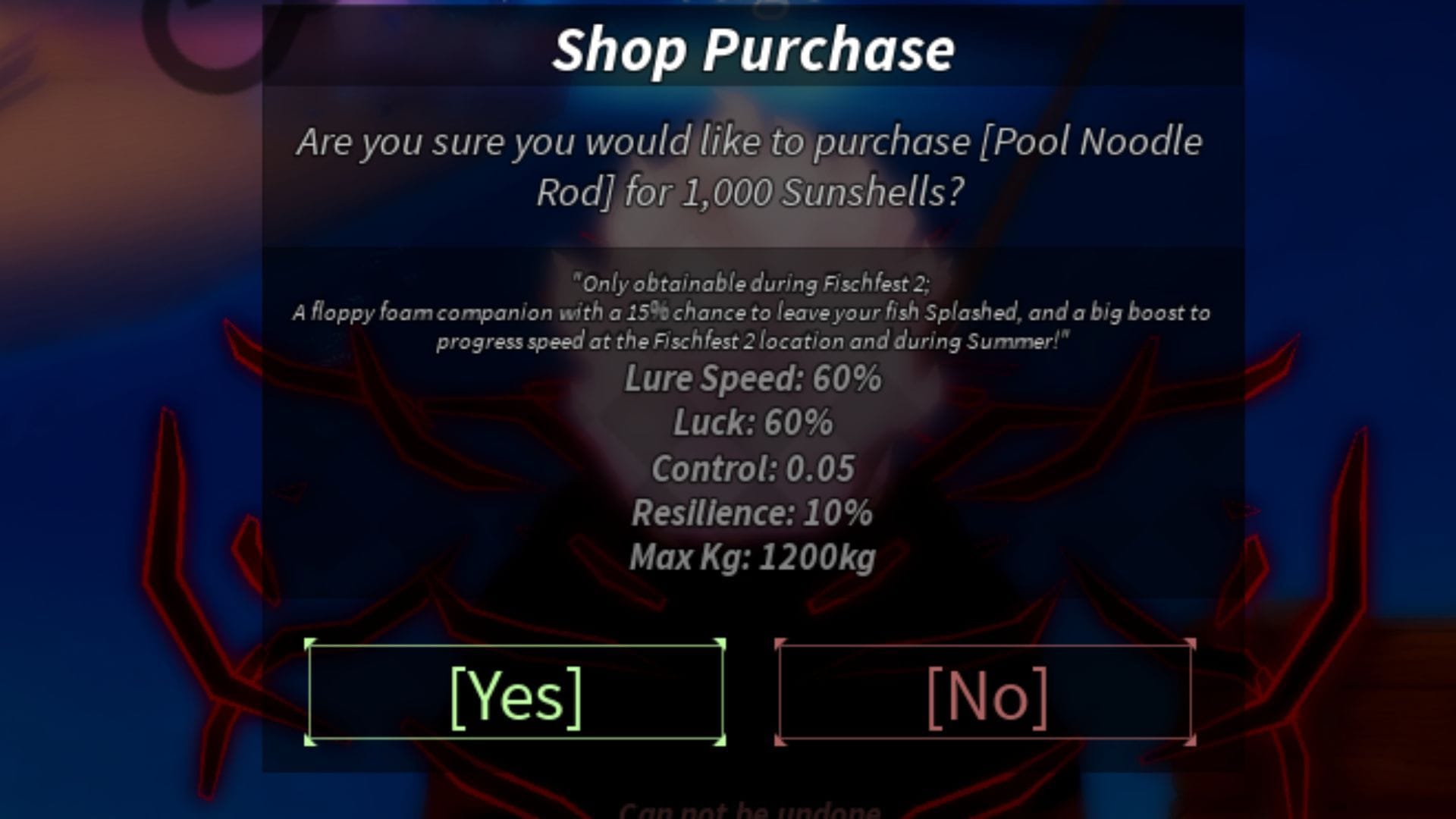 Estatísticas do Pool Noodle Rod (imagem via Roblox)