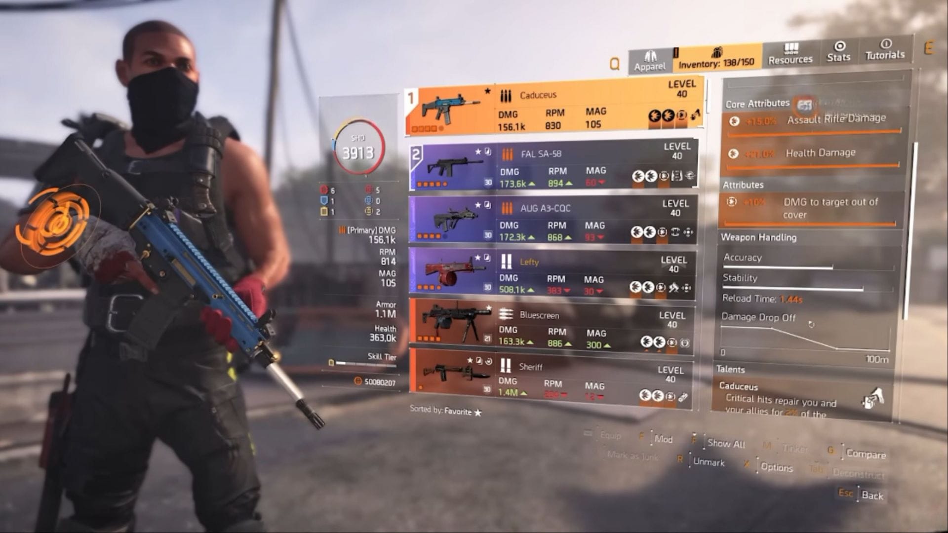 Rifle de assalto exótico Caduceus em inventário (imagem via Ubisoft)