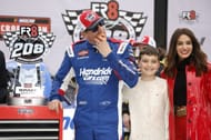 (L-R) Kyle Busch, with son, Brexton, and wife, Samantha Busch, at Texas. Source: Getty