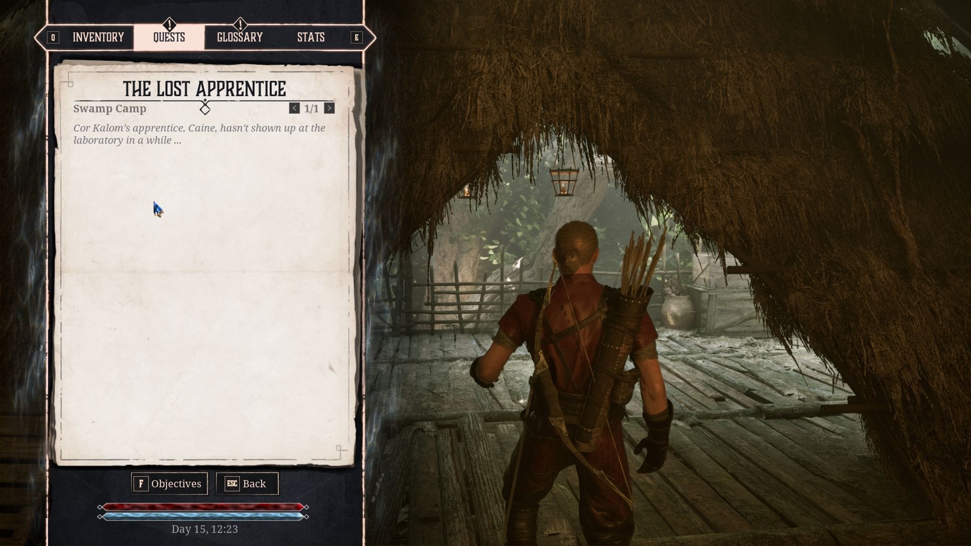 The quest is triggered after you arrive at the lab of Cor Kalom (Image via Alkimia Interactive)