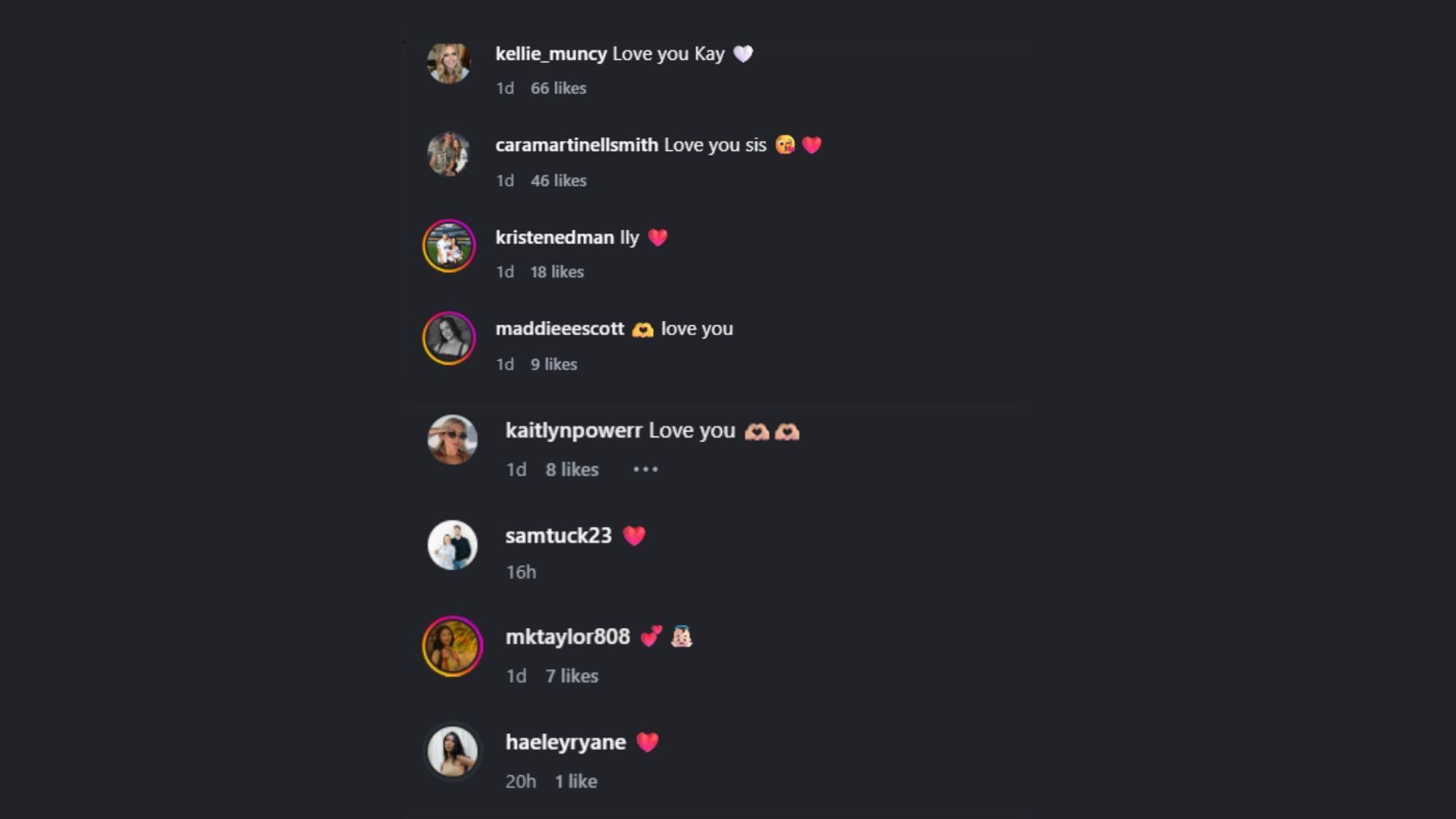 As esposas dos Dodgers comentaram na postagem da esposa de Alex Vesia, Kayla, no IG.