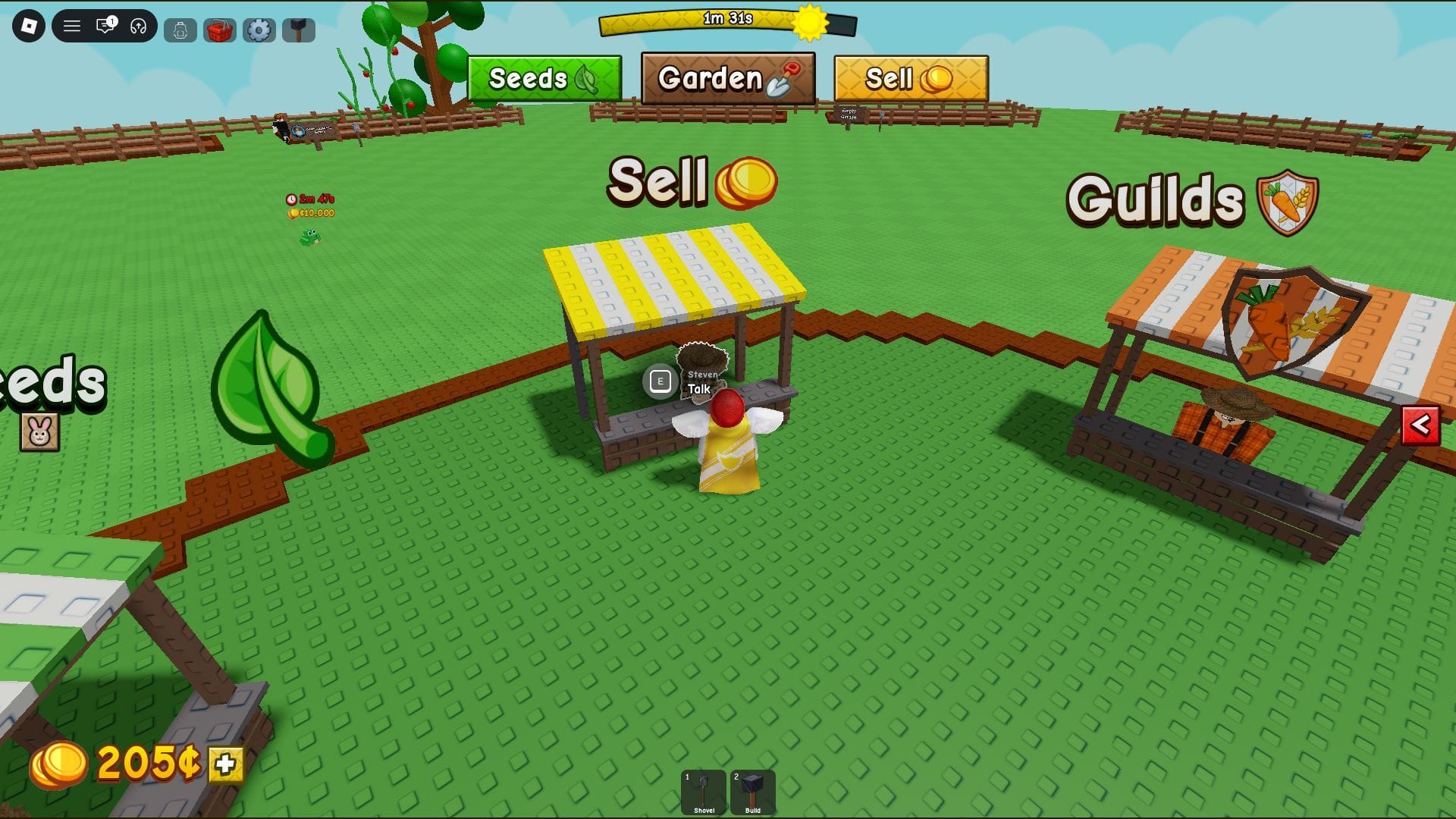 Venda suas colheitas na estação de venda (imagem via Roblox)