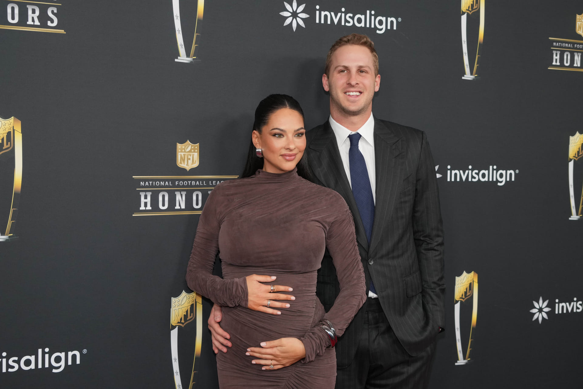 Jared Goff's wife Christen Harper rocks metallic bikini for 'dream night' with Alix Earle at SI Swimsuit Runway Show