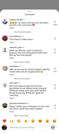 Comentário de Murray (Fonte: Instagram/tennisforever)