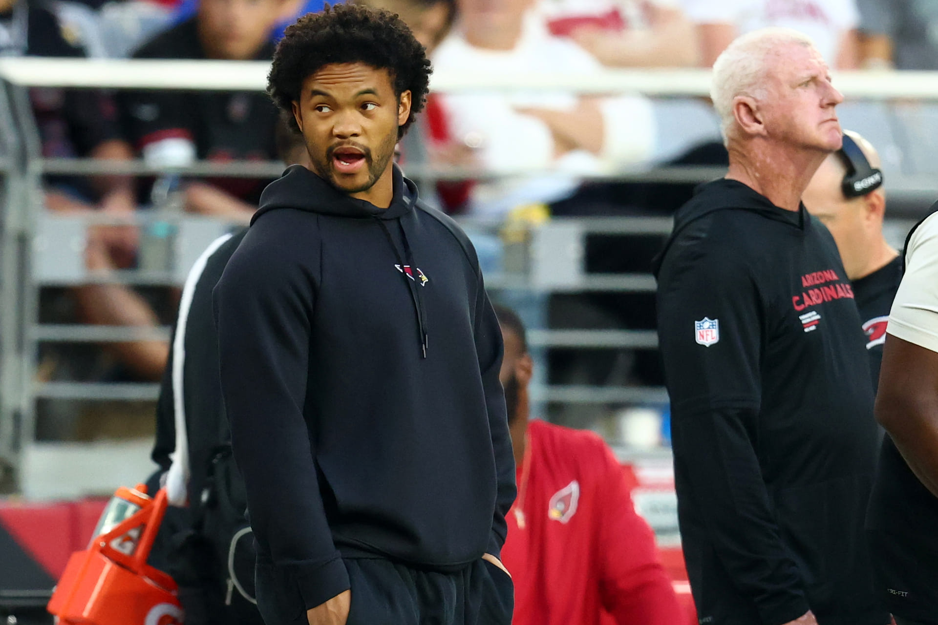 “Looked better in cardinal red” “Trash”: NFL fans react as Kyler Murray dons Vikings’ purple & gold on media day