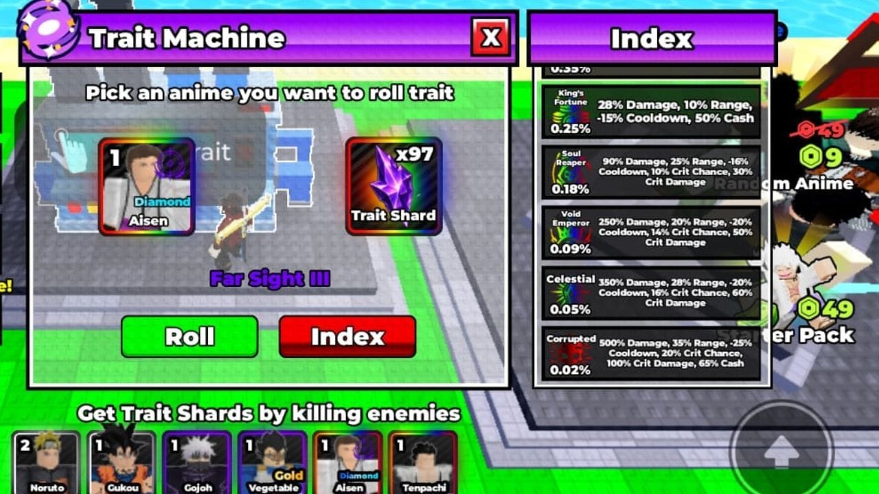 List of all traits (Image via Roblox)