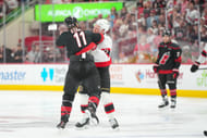 Jordan Staal and Brady Tkachuk exchanged blows in Game 1 of the playoff series featuring the Ottawa Senators and eventual champions Carolina Hurricanes - Source: Imagn